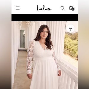 Lulu's Awaken My Love White Long Sleeve Lace Maxi Dress- New size XL